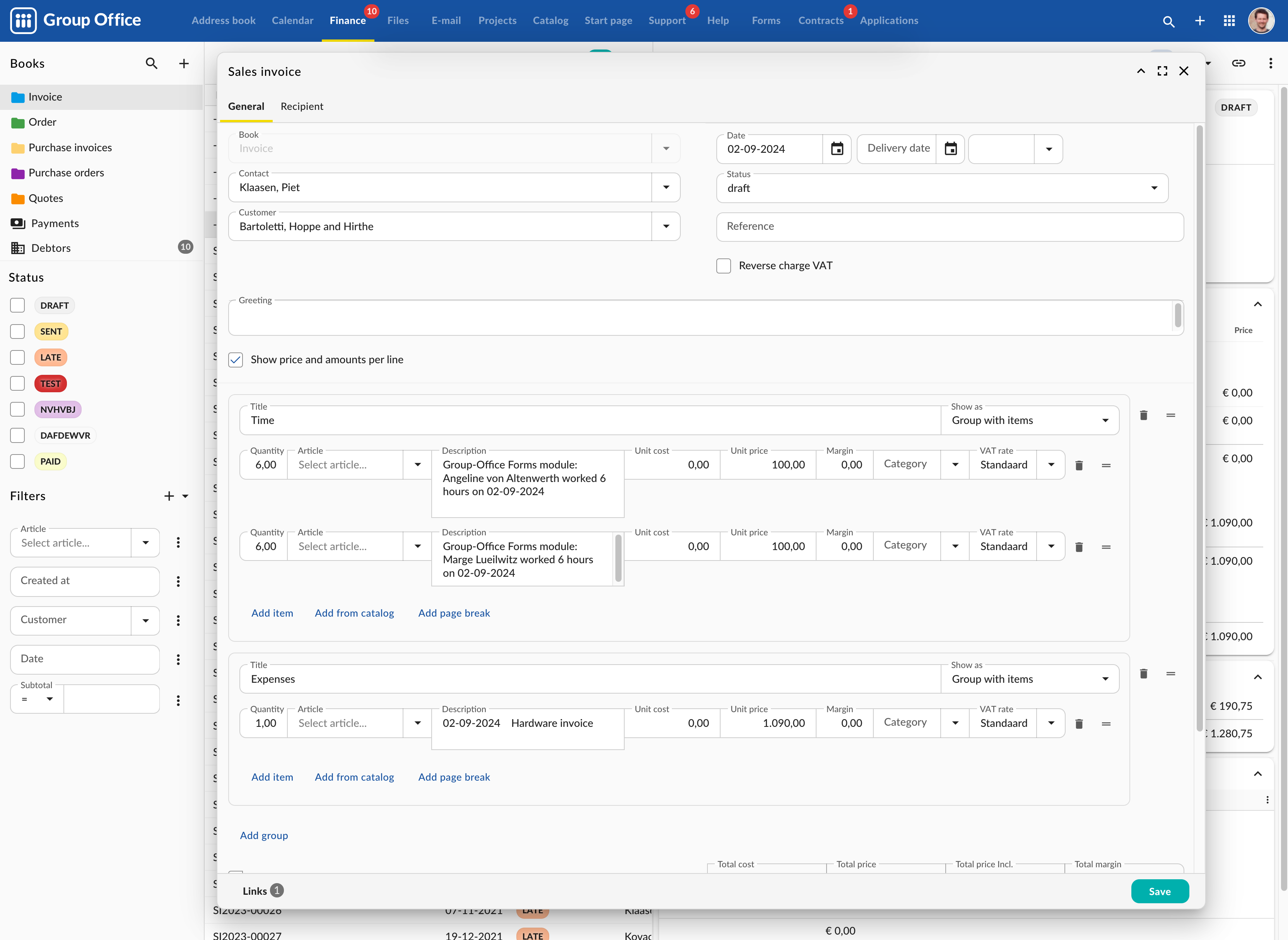 Time tracking invoice